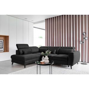 Coltar extensibil stanga 4 locuri ELTAP, LT-06NU, Noble, 255x201x100 cm, lemn/poliester, gri inchis imagine