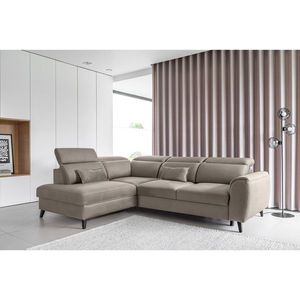 Coltar extensibil stanga 4 locuri ELTAP, LT-07SAV, Noble, 255x201x100 cm, lemn/poliester, bej inchis imagine