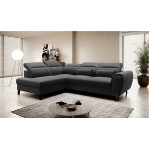 Coltar extensibil stanga 4 locuri ELTAP, LT-10FL, Noble, 255x201x100 cm, lemn/poliester, negru imagine