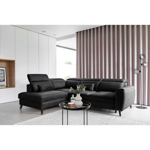 Coltar extensibil stanga 4 locuri ELTAP, LT-10SAV, Noble, 255x201x100 cm, lemn/poliester, negru imagine