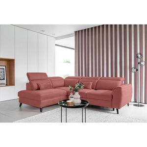 Coltar extensibil stanga 4 locuri ELTAP, LT-24LU, Noble, 255x201x100 cm, lemn/poliester, roz inchis imagine