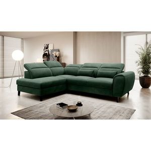 Coltar extensibil stanga 4 locuri ELTAP, LT-35LO, Noble, 255x201x100 cm, lemn/poliester, verde inchis imagine