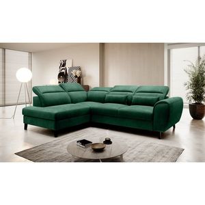Coltar extensibil stanga 4 locuri ELTAP, LT-35NU, Noble, 255x201x100 cm, lemn/poliester, verde inchis imagine