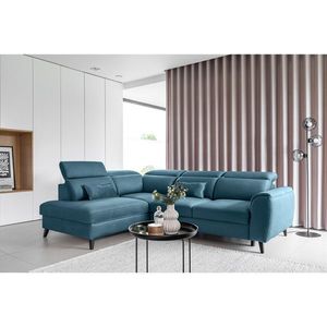 Coltar extensibil stanga 4 locuri ELTAP, LT-38SAV, Noble, 255x201x100 cm, lemn/poliester, albastru inchis imagine