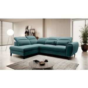 Coltar extensibil stanga 4 locuri ELTAP, LT-38VE, Noble, 255x201x100 cm, lemn/poliester, verde imagine