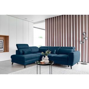 Coltar extensibil stanga 4 locuri ELTAP, LT-40NU, Noble, 255x201x100 cm, lemn/poliester, albastru inchis imagine
