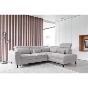 Coltar extensibil dreapta 4 locuri ELTAP, RT-03NU, Noble, 255x201x100 cm, lemn/poliester, gri deschis imagine