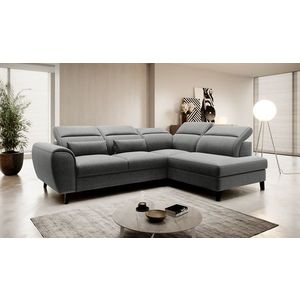 Coltar extensibil dreapta 4 locuri ELTAP, RT-04FL, Noble, 255x201x100 cm, lemn/poliester, gri imagine