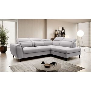 Coltar extensibil dreapta 4 locuri ELTAP, RT-04GO, Noble, 255x201x100 cm, lemn/poliester, gri deschis imagine