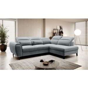 Coltar extensibil dreapta 4 locuri ELTAP, RT-04VE, Noble, 255x201x100 cm, lemn/poliester, gri imagine