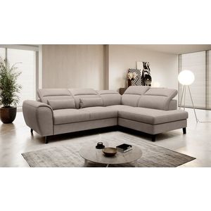 Coltar extensibil dreapta 4 locuri ELTAP, RT-07PO, Noble, 255x201x100 cm, lemn/poliester, bej imagine