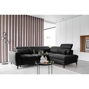 Coltar extensibil dreapta 4 locuri ELTAP, RT-10SAV, Noble, 255x201x100 cm, lemn/poliester, negru imagine