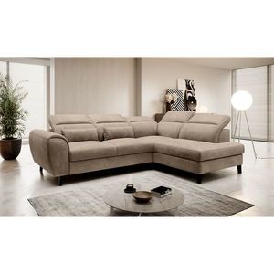 Coltar extensibil dreapta 4 locuri ELTAP, RT-20NU, Noble, 255x201x100 cm, lemn/poliester, maro deschis imagine