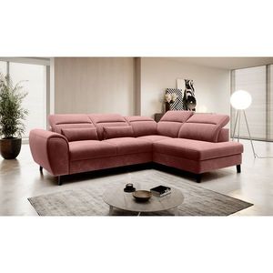 Coltar extensibil dreapta 4 locuri ELTAP, RT-24LU, Noble, 255x201x100 cm, lemn/poliester, roz inchis imagine