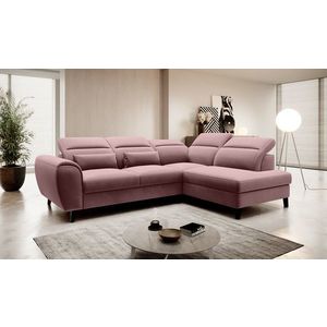 Coltar extensibil dreapta 4 locuri ELTAP, RT-24VE, Noble, 255x201x100 cm, lemn/poliester, roz imagine
