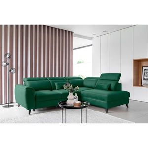 Coltar extensibil dreapta 4 locuri ELTAP, RT-35LU, Noble, 255x201x100 cm, lemn/poliester, verde inchis imagine