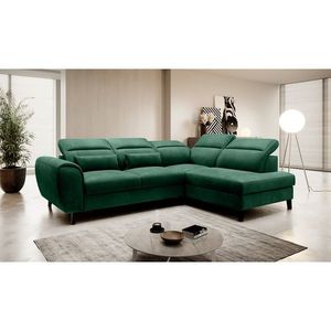 Coltar extensibil dreapta 4 locuri ELTAP, RT-35NU, Noble, 255x201x100 cm, lemn/poliester, verde inchis imagine