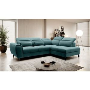 Coltar extensibil dreapta 4 locuri ELTAP, RT-38VE, Noble, 255x201x100 cm, lemn/poliester, verde imagine