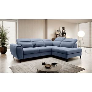 Coltar extensibil dreapta 4 locuri ELTAP, RT-40GO, Noble, 255x201x100 cm, lemn/poliester, albastru imagine