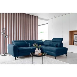 Coltar extensibil dreapta 4 locuri ELTAP, RT-40NU, Noble, 255x201x100 cm, lemn/poliester, albastru inchis imagine