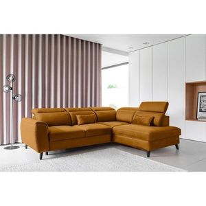 Coltar extensibil dreapta 4 locuri ELTAP, RT-45NU, Noble, 255x201x100 cm, lemn/poliester, mustar imagine
