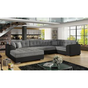Coltar extensibil stanga 5 locuri ELTAP, Damario, 338x189x78 cm, lemn/poliester, gri inchis/negru imagine