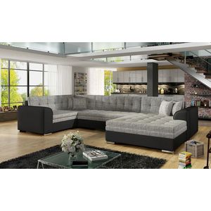 Coltar extensibil dreapta 5 locuri ELTAP, Damario, 338x189x78 cm, lemn/poliester, gri/negru imagine