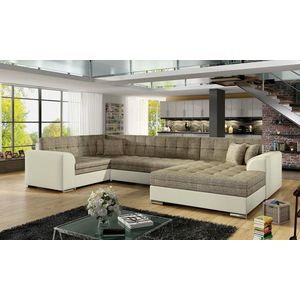 Coltar extensibil dreapta 5 locuri ELTAP, Damario, 338x189x78 cm, lemn/poliester, bej inchis/bej deschis imagine