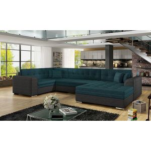 Coltar extensibil dreapta 5 locuri ELTAP, Damario, 338x189x78 cm, lemn/poliester, verde inchis/gri inchis imagine