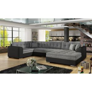 Coltar extensibil dreapta 5 locuri ELTAP, Damario, 338x189x78 cm, lemn/poliester, gri inchis/negru imagine