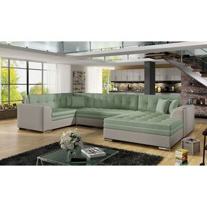 Coltar extensibil dreapta 5 locuri ELTAP, Damario, 338x189x78 cm, lemn/poliester, verde menta/gri imagine