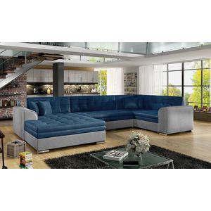 Coltar extensibil stanga 5 locuri ELTAP, Damario, 338x189x78 cm, lemn/poliester, albastru inchis/gri inchis imagine