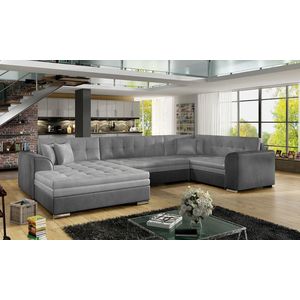 Coltar extensibil stanga 5 locuri ELTAP, Damario, 338x189x78 cm, lemn/poliester, gri deschis/gri inchis imagine