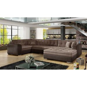 Coltar extensibil dreapta 5 locuri ELTAP, Damario, 338x189x78 cm, lemn/poliester, maro deschis/maro inchis imagine