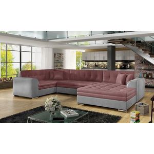 Coltar extensibil dreapta 5 locuri ELTAP, Damario, 338x189x78 cm, lemn/poliester, roz/gri imagine