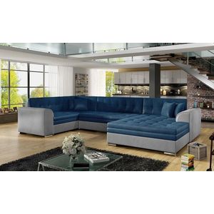 Coltar extensibil dreapta 5 locuri ELTAP, Damario, 338x189x78 cm, lemn/poliester, albastru inchis/gri inchis imagine
