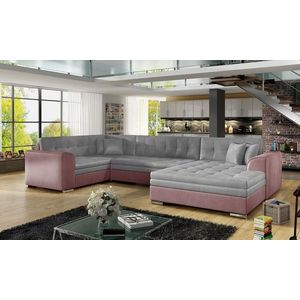 Coltar extensibil dreapta 5 locuri ELTAP, Damario, 338x189x78 cm, lemn/poliester, gri/roz imagine