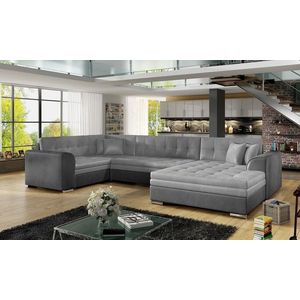 Coltar extensibil dreapta 5 locuri ELTAP, Damario, 338x189x78 cm, lemn/poliester, gri deschis/gri inchis imagine