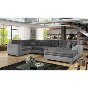 Coltar extensibil dreapta 5 locuri ELTAP, Damario, 338x189x78 cm, lemn/poliester, gri inchis/gri deschis imagine