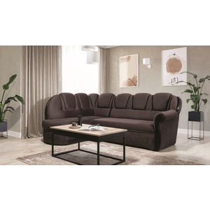 Coltar extensibil stanga 3 locuri ELTAP, L-003, Lord, 243x180x112 cm, lemn/poliester, maro inchis/negru imagine