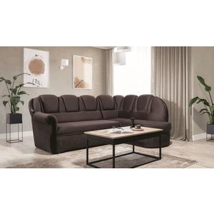 Coltar extensibil dreapta 3 locuri ELTAP, L-004, Lord, 243x180x112 cm, lemn/poliester, maro inchis/negru imagine