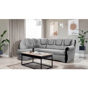 Coltar extensibil stanga 3 locuri ELTAP, L-005, Lord, 243x180x112 cm, lemn/poliester, gri deschis/negru imagine