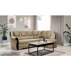 Coltar extensibil dreapta 3 locuri ELTAP, L-036, Lord, 243x180x112 cm, lemn/poliester, maro deschis/negru imagine