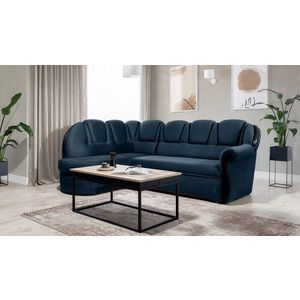 Coltar extensibil stanga 3 locuri ELTAP, L-078, Lord, 243x180x112 cm, lemn/poliester, albastru inchis/negru imagine