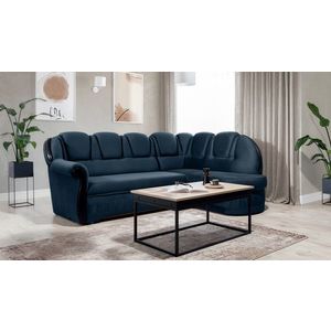 Coltar extensibil dreapta 3 locuri ELTAP, L-079, Lord, 243x180x112 cm, lemn/poliester, albastru inchis/negru imagine