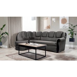 Coltar extensibil stanga 3 locuri ELTAP, L-084, Lord, 243x180x112 cm, lemn/poliester, gri/negru imagine