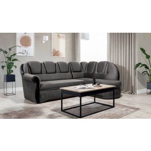 Coltar extensibil dreapta 3 locuri ELTAP, L-085, Lord, 243x180x112 cm, lemn/poliester, gri/negru imagine