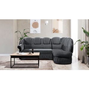 Coltar extensibil dreapta 3 locuri ELTAP, L-087, Lord, 243x180x112 cm, lemn/poliester, gri inchis/negru imagine