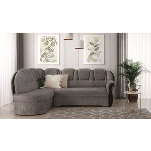 Coltar extensibil stanga 3 locuri ELTAP, L-049, Lord, 243x180x112 cm, lemn/poliester, gri/negru imagine