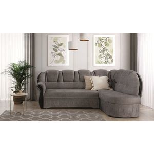 Coltar extensibil dreapta 3 locuri ELTAP, L-048, Lord, 243x180x112 cm, lemn/poliester, gri/negru imagine